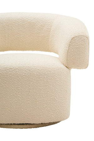 Oliveto Ivory Boucle Curved Swivel Armchair - Canwell Interiors Limited - Xshowhome