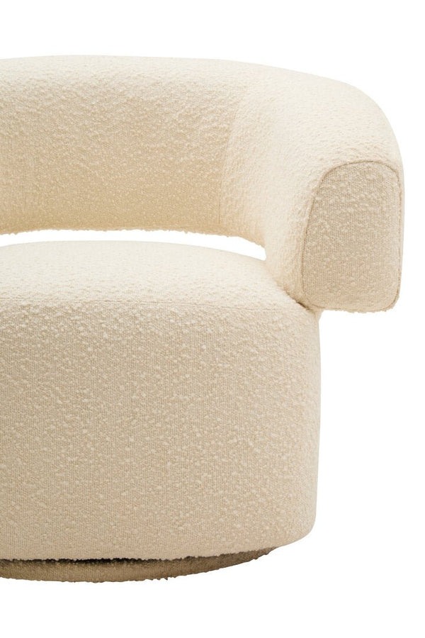 Oliveto Ivory Boucle Curved Swivel Armchair - Canwell Interiors Limited - Xshowhome