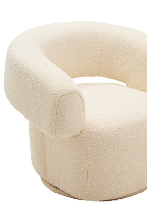 Oliveto Ivory Boucle Curved Swivel Armchair - Canwell Interiors Limited - Xshowhome