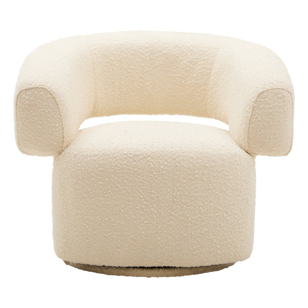 Oliveto Ivory Boucle Curved Swivel Armchair - Canwell Interiors Limited - Xshowhome
