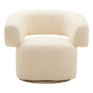 Oliveto Ivory Boucle Curved Swivel Armchair - Canwell Interiors Limited - Xshowhome