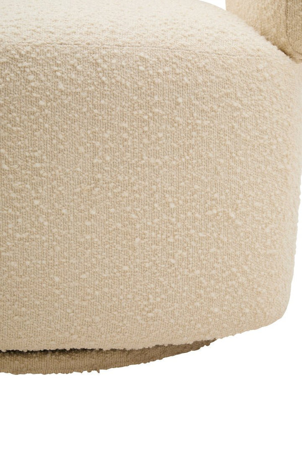 Oliveto Ivory Boucle Curved Swivel Armchair - Canwell Interiors Limited - Xshowhome