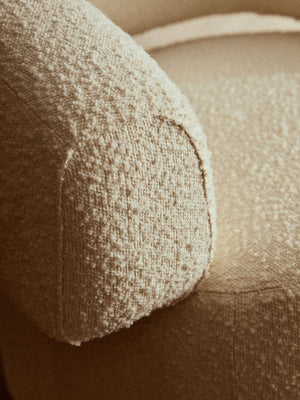 Oliveto Ivory Boucle Curved Swivel Armchair - Canwell Interiors Limited - Xshowhome