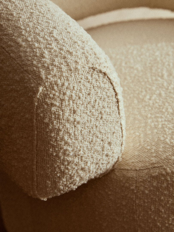 Oliveto Ivory Boucle Curved Swivel Armchair - Canwell Interiors Limited - Xshowhome