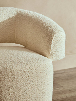 Oliveto Ivory Boucle Curved Swivel Armchair - XShowhome Limited - Xshowhome