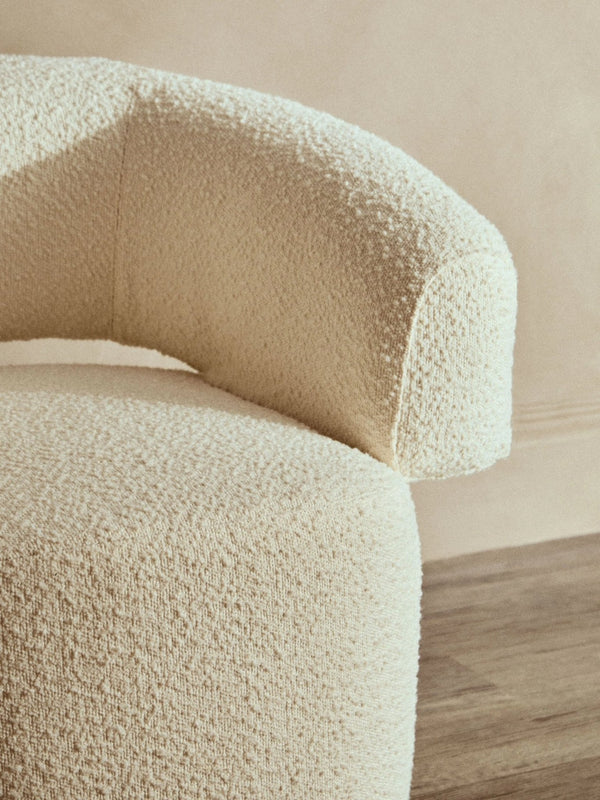 Oliveto Ivory Boucle Curved Swivel Armchair - XShowhome Limited - Xshowhome