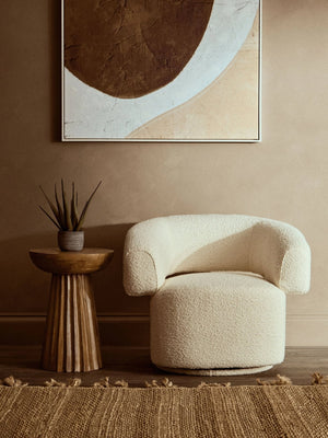 Oliveto Ivory Boucle Curved Swivel Armchair - XShowhome Limited - Xshowhome