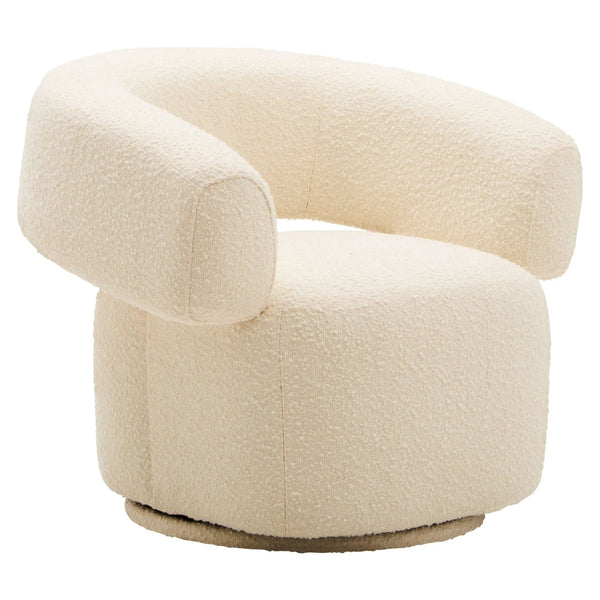 Oliveto Ivory Boucle Curved Swivel Armchair - XShowhome Limited - Xshowhome