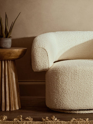 Oliveto Ivory Boucle Curved Swivel Armchair - XShowhome Limited - Xshowhome