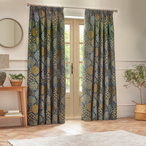 Ophelia 117x137 Pencil Pleat Curtains Blue/saffron - Canwell Interiors Limited - Riva