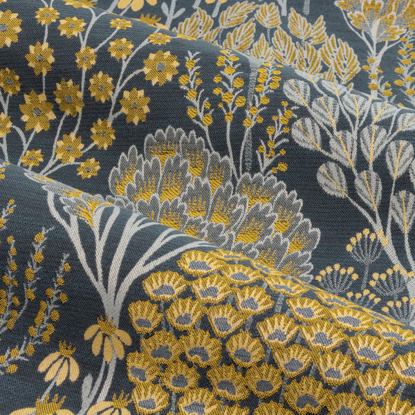 Ophelia 167x182 Pencil Pleat Curtains Blue/saffron - Canwell Interiors Limited - Riva