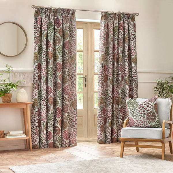 Ophelia 167x182 Pencil Pleat Curtains Rednut - Canwell Interiors Limited - Riva