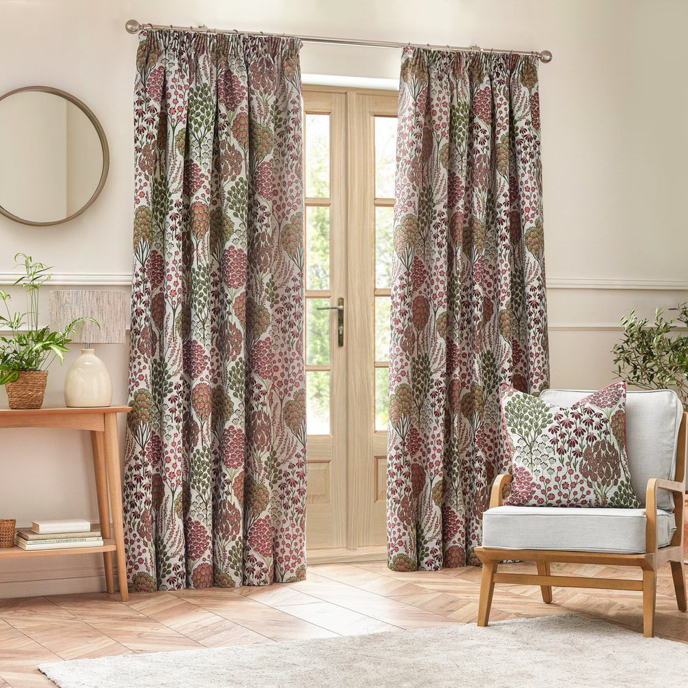 Ophelia 228x182 Pencil Pleat Curtains Rednut - Canwell Interiors Limited - Riva