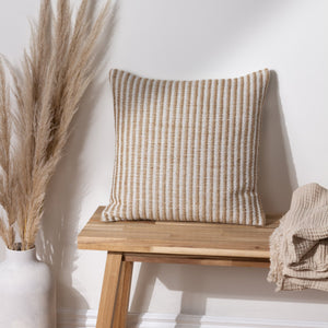 Organik Stripe 45x45 Feather Filled Cushion Natural - Canwell Interiors Limited - Riva