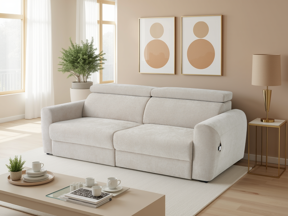 Dakota Electric Sofabed Beige 3 Seater - Xshowhome