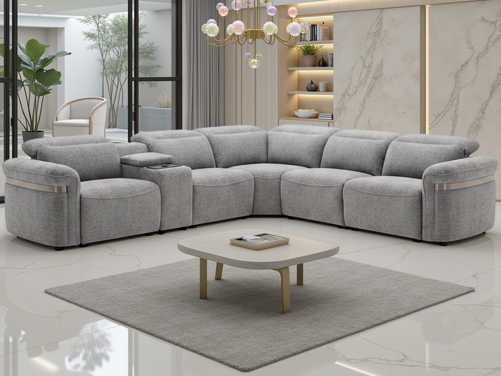 Bicester Electric Recliner Sofa Grey Large Corner - Xshowhome