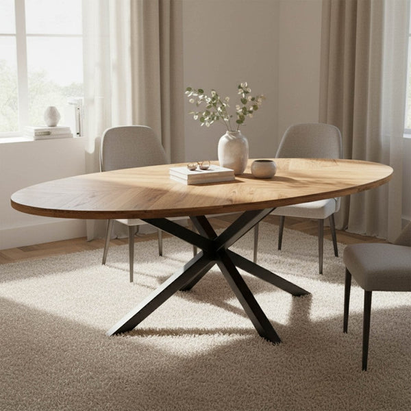 Oval Sunburst Dining Table 240cm - Reclaimed Mango Wood | 8 - 10 Seater - Canwell Interiors Limited - IFD