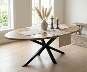 Oval Sunburst Dining Table 240cm - Reclaimed Mango Wood | 8 - 10 Seater - Canwell Interiors Limited - IFD