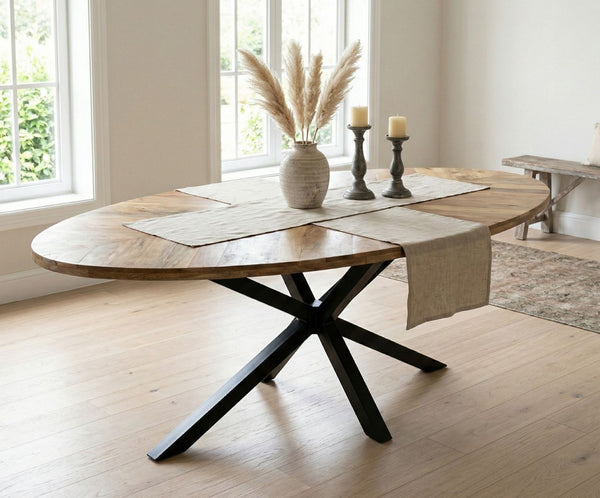 Oval Sunburst Dining Table 240cm - Reclaimed Mango Wood | 8 - 10 Seater - Canwell Interiors Limited - IFD