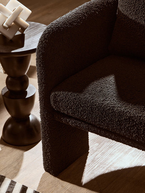 Ozzero Black Boucle Curved Armchair - Canwell Interiors Limited - Xshowhome
