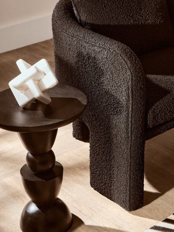 Ozzero Black Boucle Curved Armchair - Canwell Interiors Limited - Xshowhome