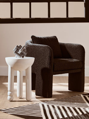 Ozzero Black Boucle Curved Armchair - Canwell Interiors Limited - Xshowhome