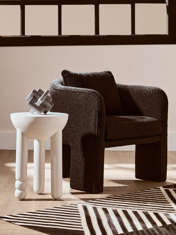 Ozzero Black Boucle Curved Armchair - Canwell Interiors Limited - Xshowhome