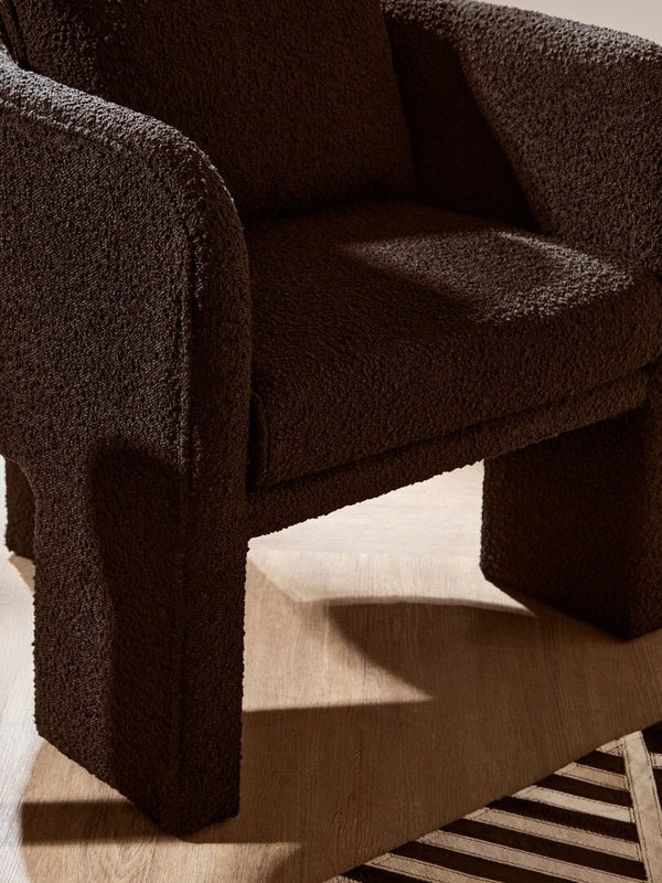 Ozzero Black Boucle Curved Armchair - Canwell Interiors Limited - Xshowhome