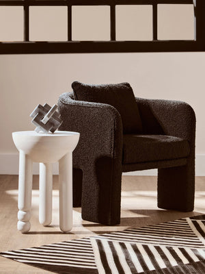 Ozzero Black Boucle Curved Armchair - XShowhome Limited - Xshowhome