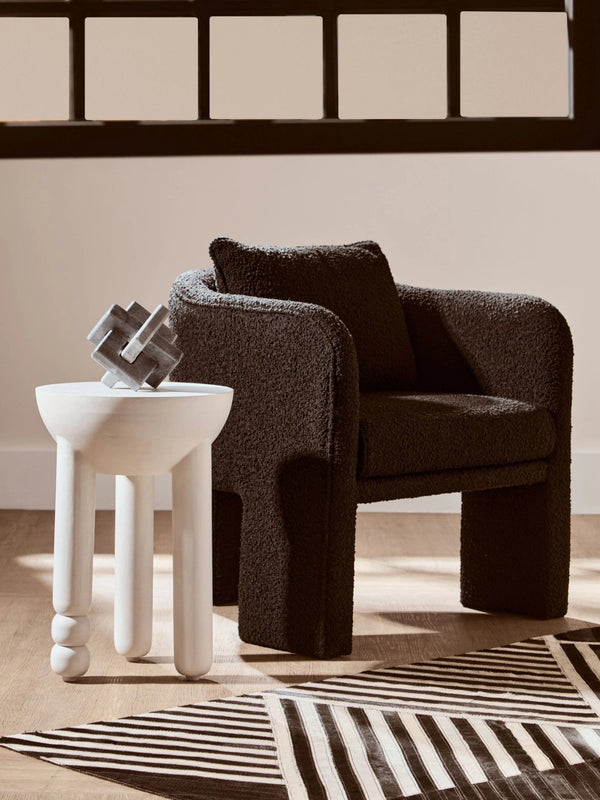 Ozzero Black Boucle Curved Armchair - XShowhome Limited - Xshowhome