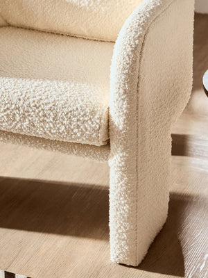 Ozzero Ivory Boucle Curved Armchair - Canwell Interiors Limited - Xshowhome