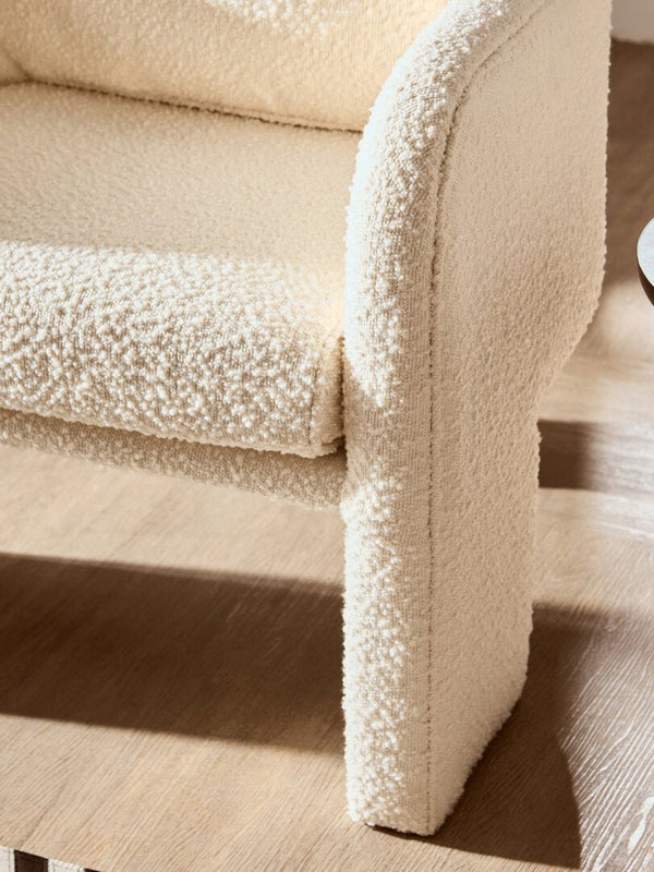 Ozzero Ivory Boucle Curved Armchair - Canwell Interiors Limited - Xshowhome