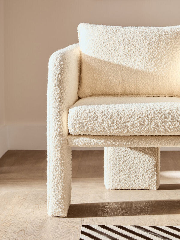 Ozzero Ivory Boucle Curved Armchair - Canwell Interiors Limited - Xshowhome