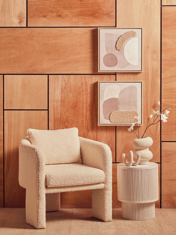 Ozzero Ivory Boucle Curved Armchair - XShowhome Limited - Xshowhome
