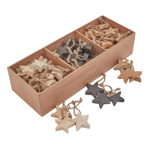 Pack of 90 Wooden Star Hanging Decorations - Canwell Interiors Limited - Hills