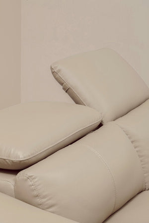 Padua 3 Seat Stone Leather Sofa with Adjustable Headrests - Canwell Interiors Limited - Xshowhome