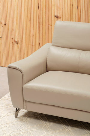 Padua 3 Seat Stone Leather Sofa with Adjustable Headrests - Canwell Interiors Limited - Xshowhome