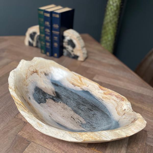 Petrified Wood Lipped Bowl - Bluebone