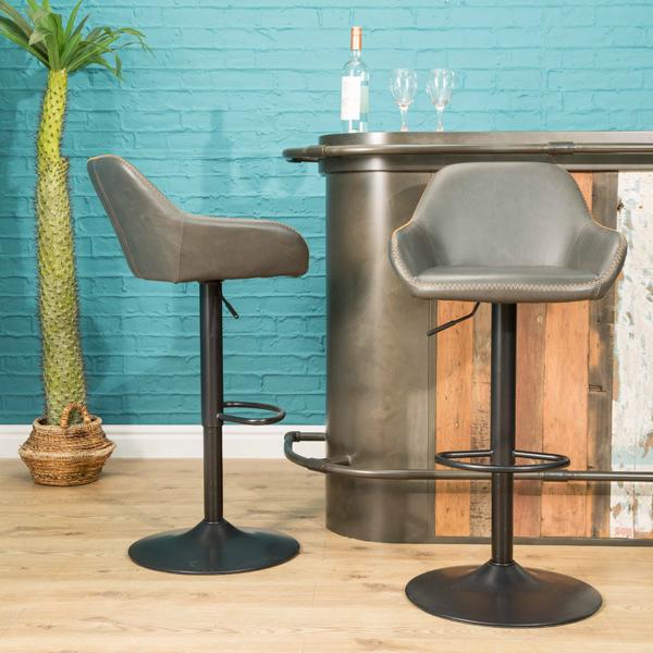 Chevy Gas Lift Barstool Grey SET OF 2 - Bluebone