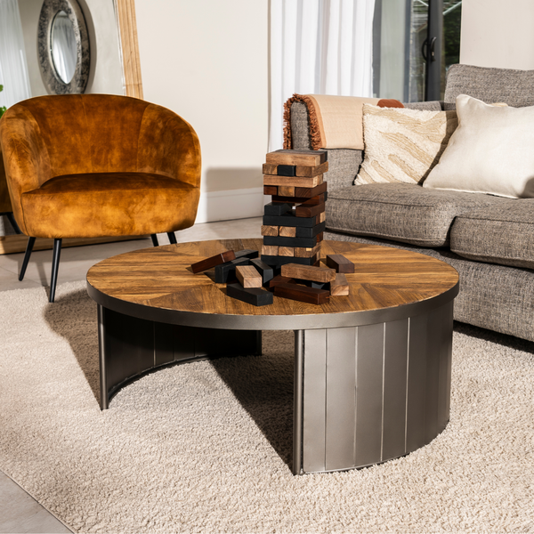 Oban Round Coffee Table - Pleated Leg - Bluebone