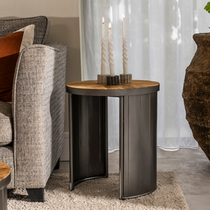 Oban Round Lamp Table - Pleated Leg - Bluebone