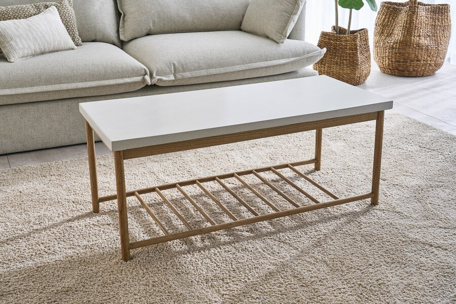 Aspect White Rectangular Coffee with Rack - Bluebone