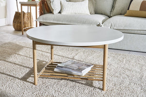 Aspect White Round Coffee Table with Rack - Bluebone