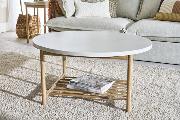 Aspect White Round Coffee Table with Rack - Bluebone