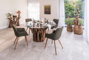 Leila Round Dining Table 160cm (10mm glass) - Bluebone
