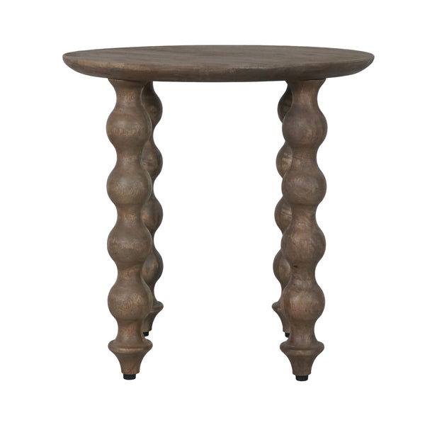 Carob Round Side Table - Greywash - Bluebone