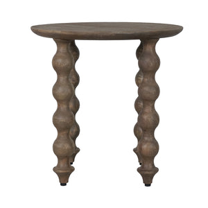 Carob Round Side Table - Greywash - Bluebone