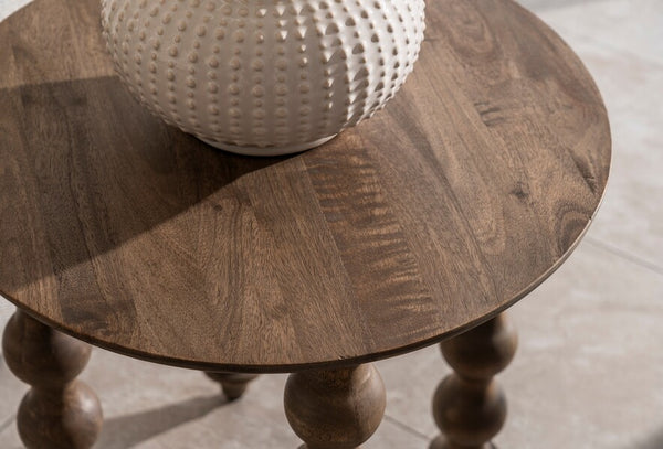 Carob Round Side Table - Greywash - Bluebone