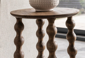 Carob Round Side Table - Greywash - Bluebone
