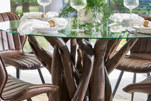 Leila Round Dining Table 130cm CHOCOLATE - Bluebone